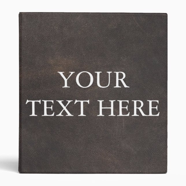 Personalized Gray Faux Leather Look Your Own Text 3 Ring Binder (Front)