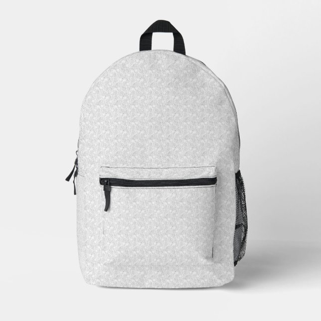 Personalized Gray Floral Backpack (Front)