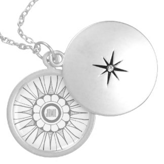 Personalized Gray Flower Power Love and Peace Silver Plated Necklace