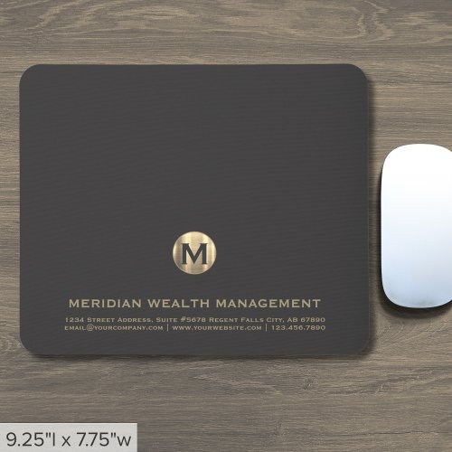 Personalized Gray Gold Business Monogram Mouse Pad