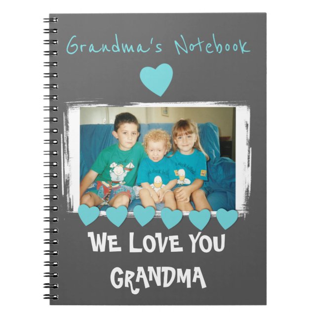 Personalized gray Grandma photo Notebook (Front)