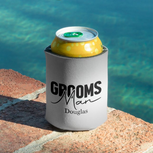 Personalized  Gray Groomsman  Can Cooler (In Situ Pool)