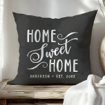 Personalized Gray Home Sweet Home Throw Pillow<br><div class="desc">Bring warmth and charm to your home with this personalized gray "Home Sweet Home" throw pillow. The elegant script and customizable family name create a welcoming touch for your living room or bedroom. The neutral color palette complements various home décor styles.</div>