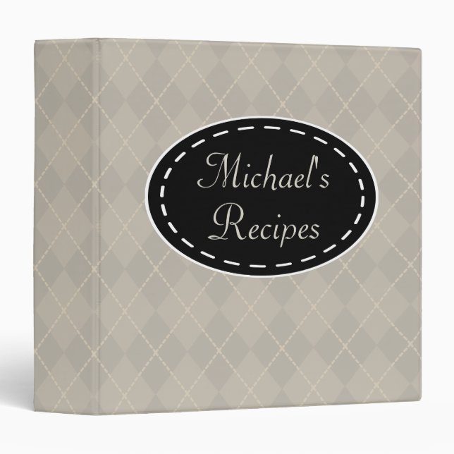 Personalized Gray Kitchen Recipe Binder Gift (Front/Spine)