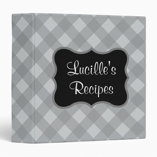 Personalized Gray Kitchen Recipe Binder Gift (Front/Spine)