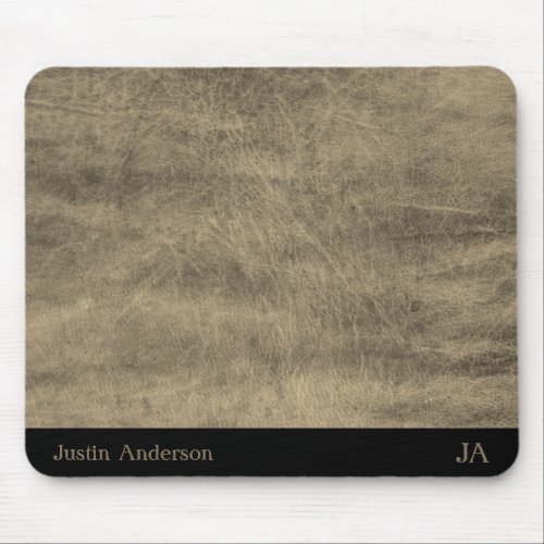 Personalized Gray Leather Mouse Mat with Initials