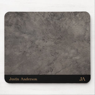 Personalized Gray Leather Mouse Mat with Initials