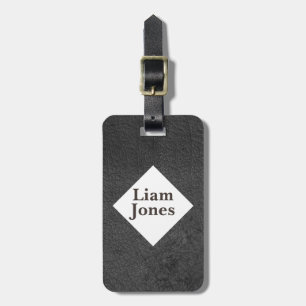 Personalized Gray Leather Print luggage tag