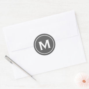 Personalized Gray Minimal Classic Monogram Classic Round Sticker