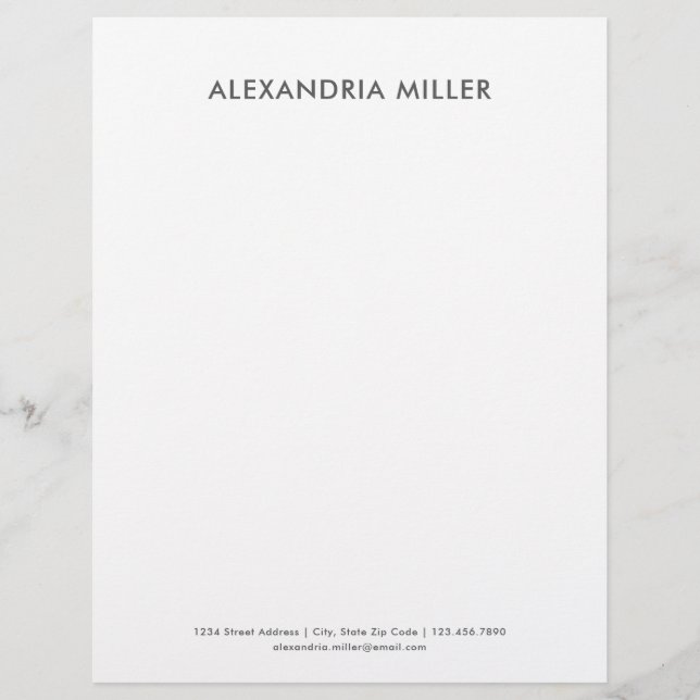 Personalized Gray Minimalist Letterhead (Front)