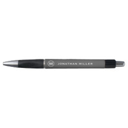 Personalized Gray Minimalist Monogram Pen