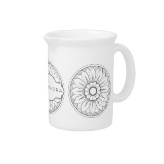 Personalized Gray Modern Medallion Pattern Pitcher