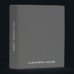Personalized Gray Modern Mini Binder White Font<br><div class="desc">Keep your important documents organized and stylish with this personalized gray modern mini binder. The binder features a sleek gray background with a name in white sans serif font and customizable spine text, making it perfect for both personal and professional use. The compact size makes it easy to carry on...</div>