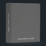 Personalized Gray Modern Mini Binder White Font<br><div class="desc">Keep your important documents organized and stylish with this personalized gray modern mini binder. The binder features a sleek gray background with a name in white sans serif font and customizable spine text, making it perfect for both personal and professional use. The compact size makes it easy to carry on...</div>