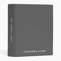 Personalized Gray Modern Mini Binder White Font