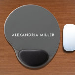 Personalized Gray Modern Minimalist Gel Mouse Pad<br><div class="desc">Keep your desk stylish and organized with this personalized gray modern minimalist gel mouse pad featuring a white sans serif font with your name. The smooth surface and gel wrist rest will provide you with comfortable support while you work. This mouse pad is perfect for your home office or workspace....</div>