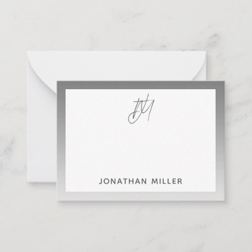 Personalized Gray Monogram Note Card