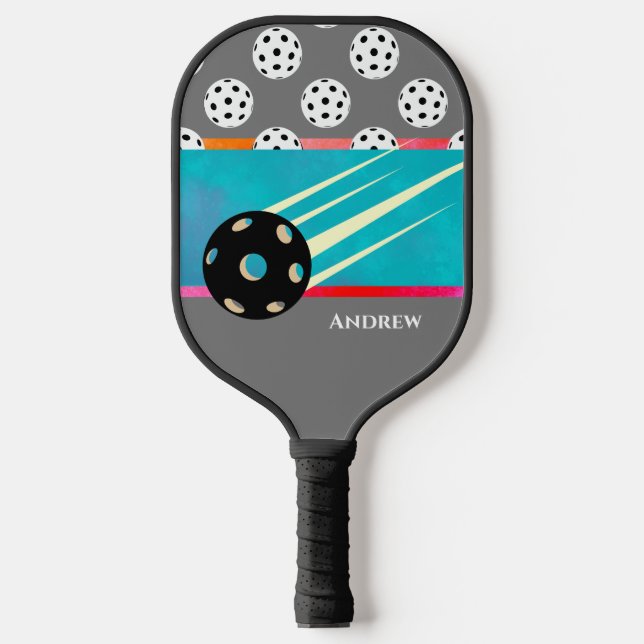Personalized Gray & Multi-colored Custom Pickleball Paddle (Front)