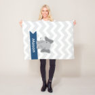 Personalized Gray Navy Blue Chevron Elephant