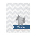Personalized Gray Navy Blue Chevron Elephant