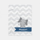 Personalized Gray Navy Blue Chevron Elephant