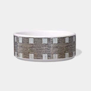 Personalized Gray & Off-White Squares Trinket Bowl
