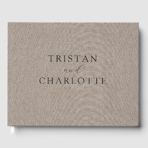 Personalized Gray Olive Faux Linen Guest Book