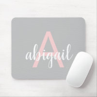 Turquoise Blue Agate Geode Monogram Name Mouse Pad