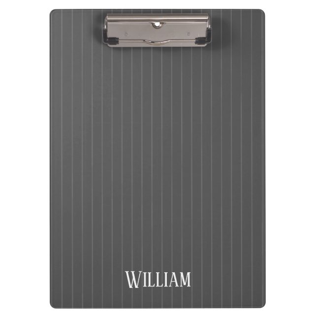 Personalized gray pinstripes clipboard (Front)
