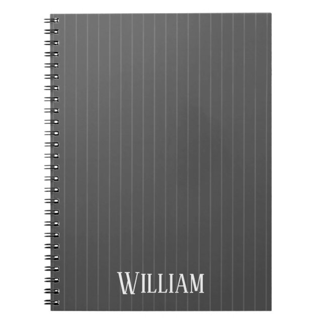 Personalized gray pinstripes notebook (Front)