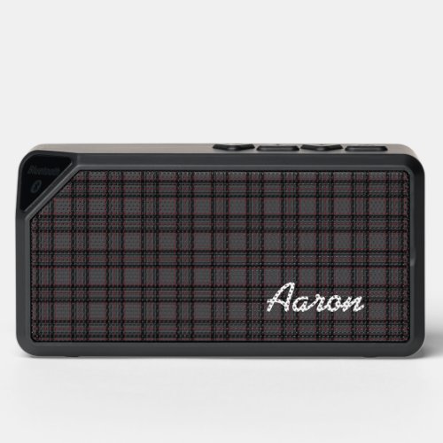 Personalized Gray Plaid Bluetooth Speaker 