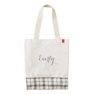 Personalized Gray Plaid Tote