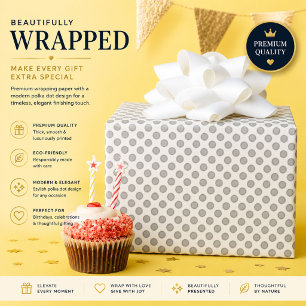 Personalized Gray Polka Dot Wrapping Paper