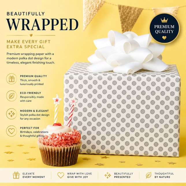 Personalized Gray Polka Dot Wrapping Paper (Creator Uploaded)