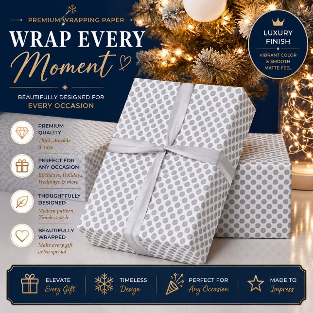 Personalized Gray Polka Dot Wrapping Paper (Creator Uploaded)