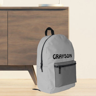 Personalized Gray Printed Backpack