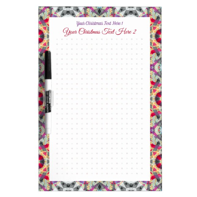 Personalized Gray Red Dot Grid Christmas Planner Dry Erase Board (Front)
