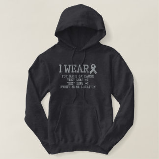 Personalized Gray Ribbon Awareness Embroidery Embroidered Hoodie