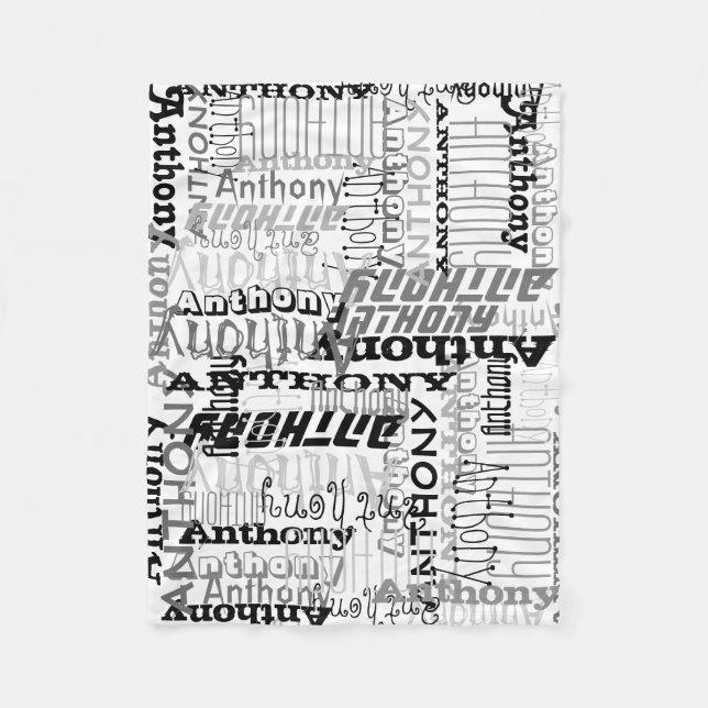Personalized Gray Shades Custom Name Collage Fleece Blanket (Front)
