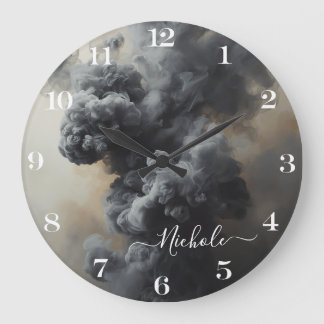 Personalized Gray Smoke Abstract Clock