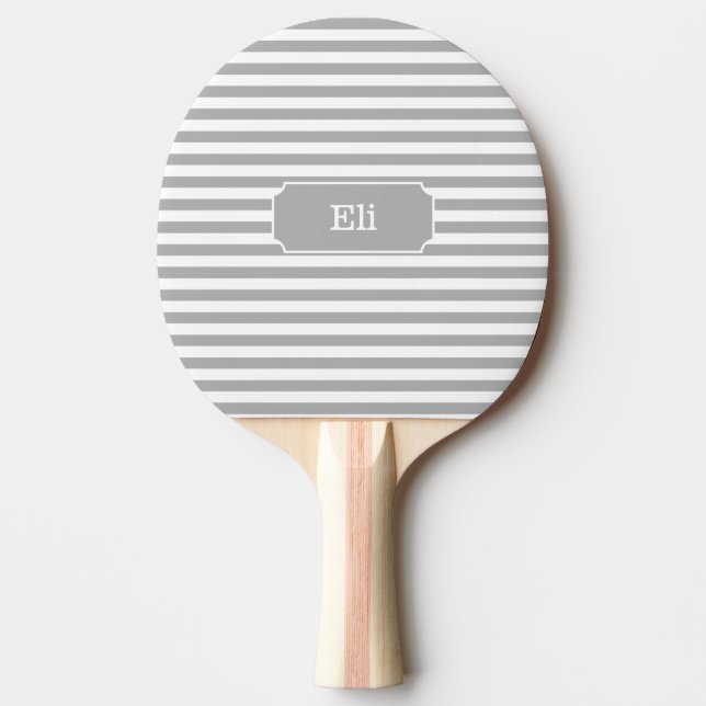 Personalized Gray Stripe Ping Pong Paddle (Front)