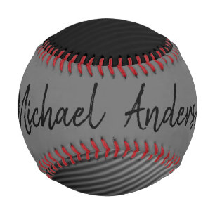 Personalized Gray Trendy Abstract Stripe Pattern Baseball