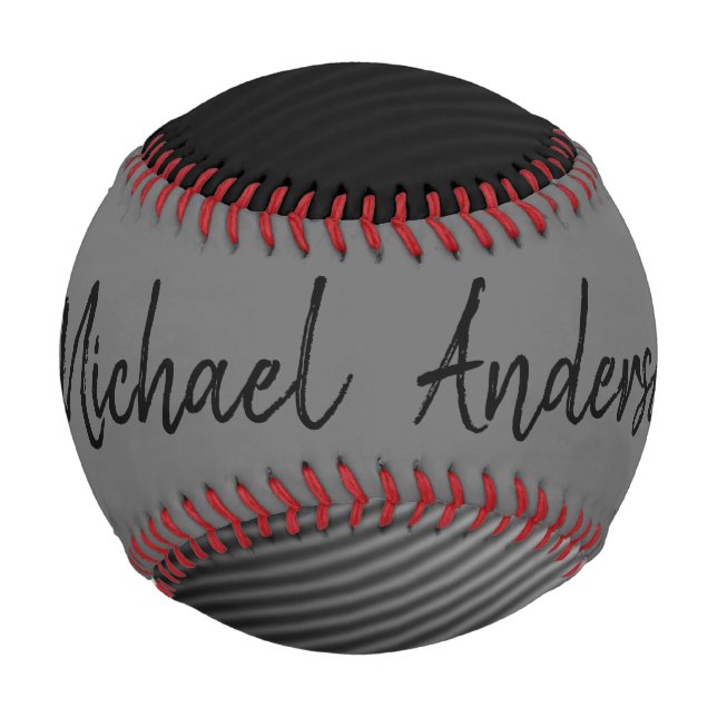 Personalized Gray Trendy Abstract Stripe Pattern Baseball (Back)
