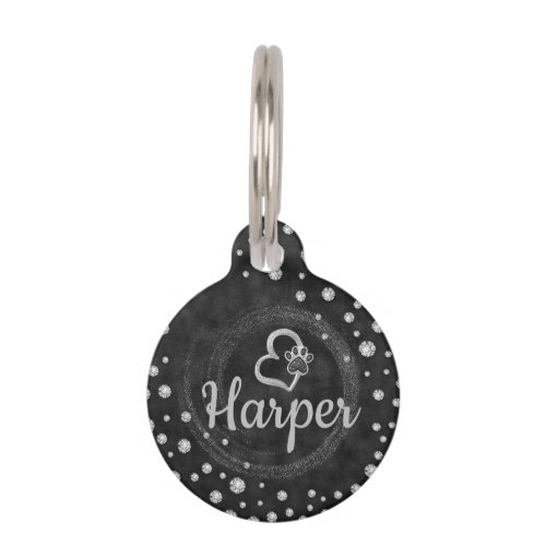 Personalized  Gray Velvet Harper Charm Pet ID card Pet ID Tag
