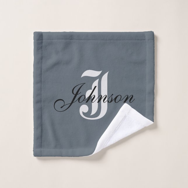 Personalized Gray White Elegant Monogram Wash Cloth (Wash Cloth)