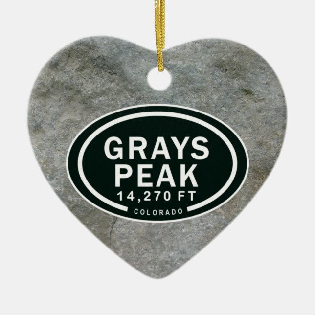 Personalized Grays Peak CO Mountain Heart Ornament (Front)