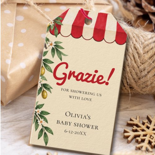 Personalized Grazie Italian Baby Shower Gift Tags