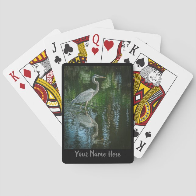 Personalized Great Blue Heron Playing Cards (Back)