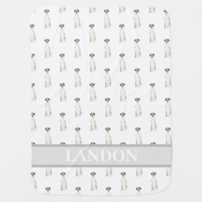 Personalized Great Dane (Black White Harlequin) Baby Blanket (Front)