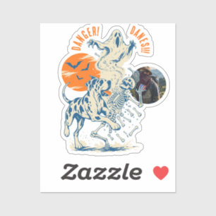 Personalized Great Dane Danger Halloween Sticker